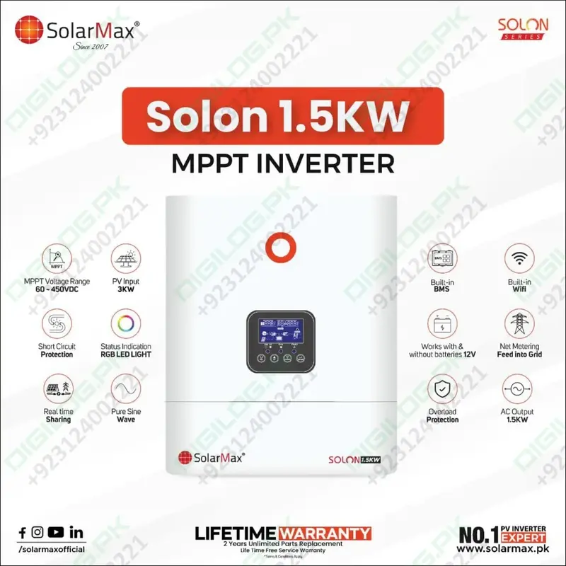 Solar Max Sm-Solon-1.5Kw Hybrid Inverter With Battery Support 1