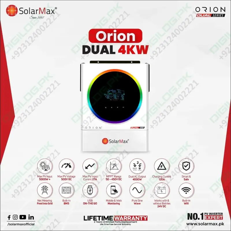 Solarmax Sm-Orion-Dual-4Kw – Compact 4Kw Dual-Battery Hybrid Inverter For Residential Use 1