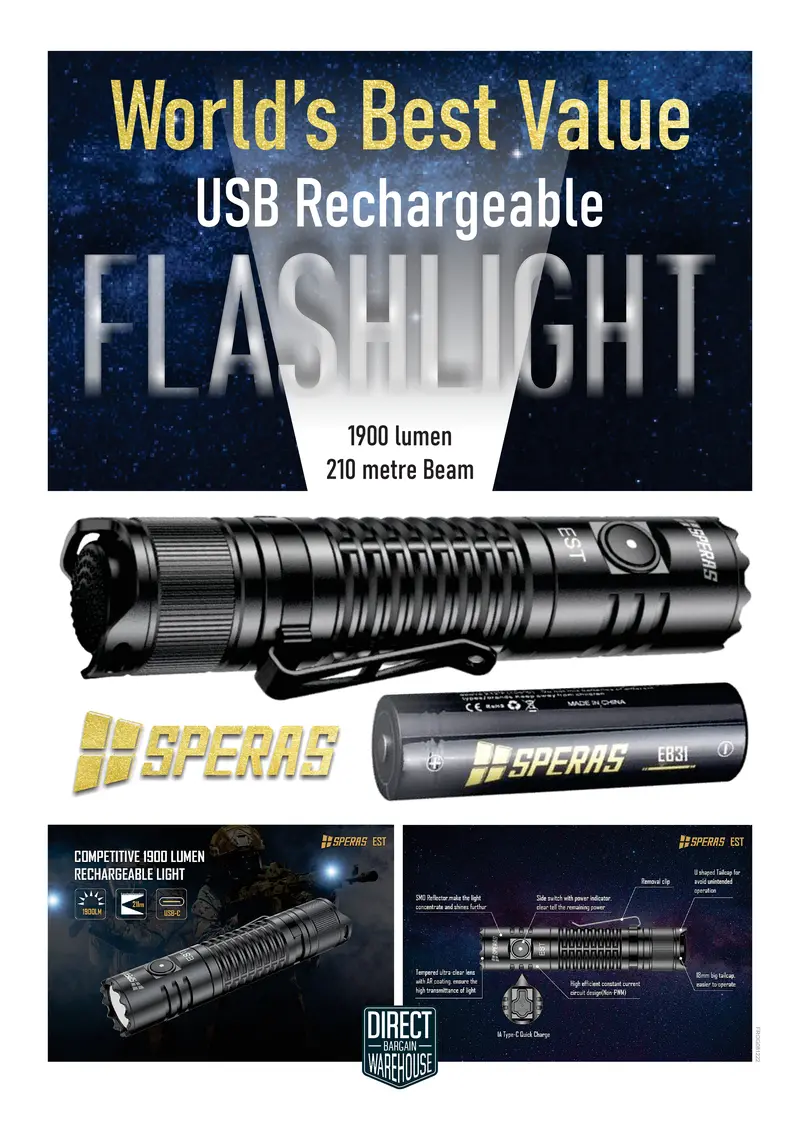 Speras 1900-Lumen Rechargeable Flashlight With 210M Beam Distance 2