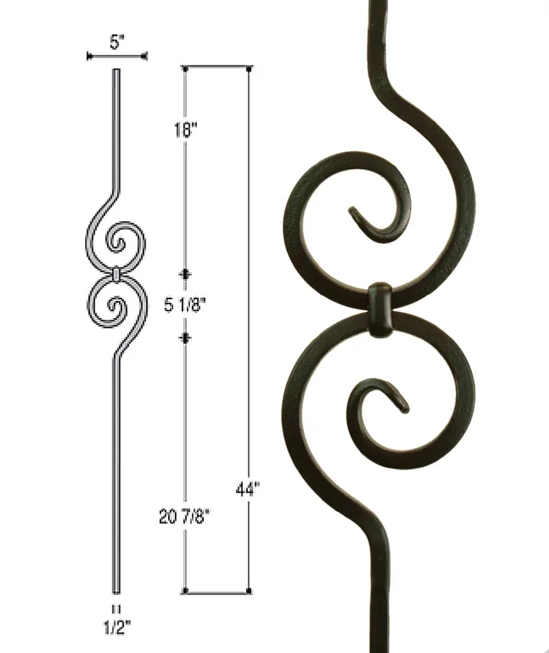 Spiral Scroll Wrought Iron Baluster – Model 2582 1