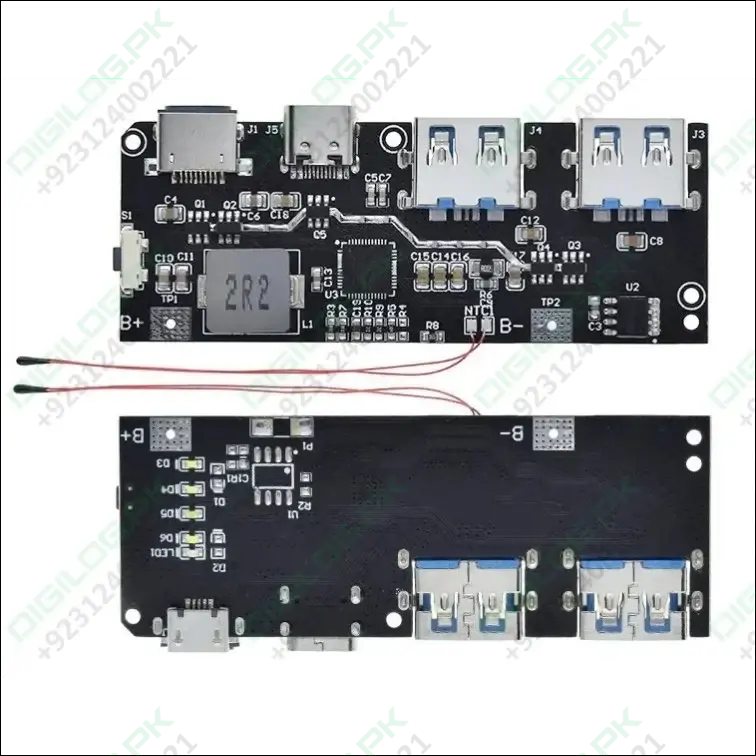 Sw6206/Sw6208 Qc4 & Pd3.0 22.5W Power Bank Pcb – Front Led Status Indicators (Version C) 1