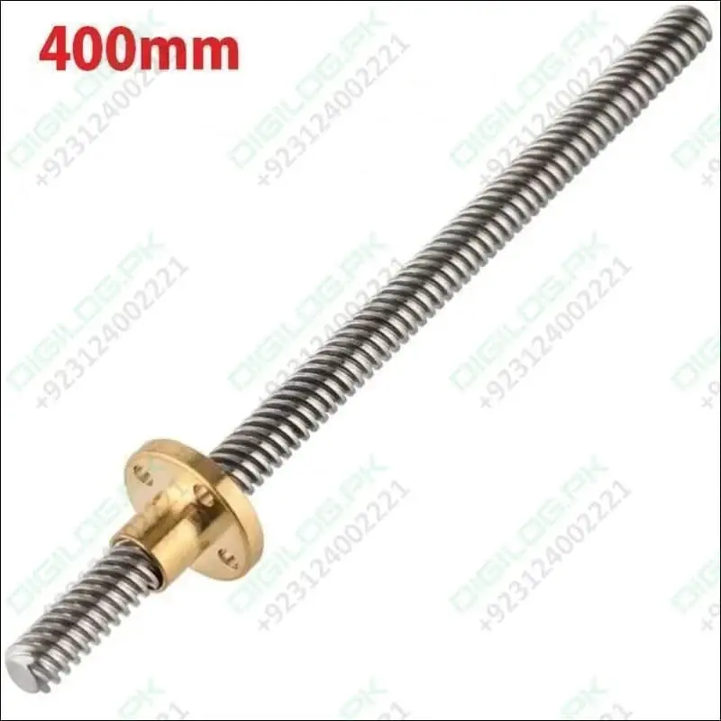 T8 Precision Lead Screw – 400Mm Threaded Rod With Brass Nut, 8Mm Diameter, Metric Pitch 1