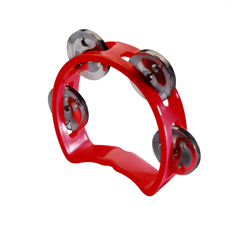 Tab-Mini/Rd Red Cutaway Tambourine With 4 Jingles 1