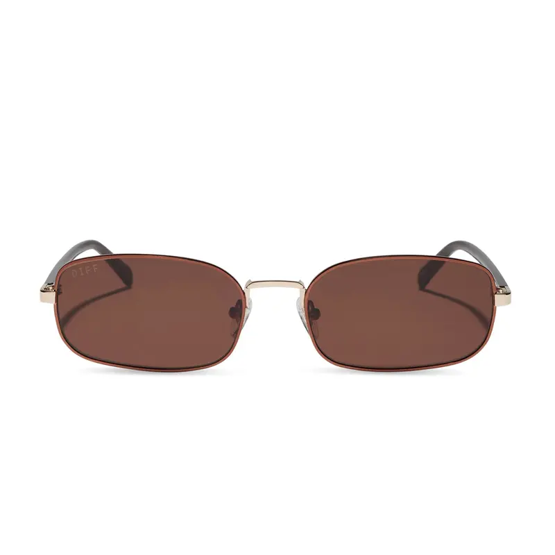 Trinity Brown-Gold Sunglasses With Brown Crystal Temples 1