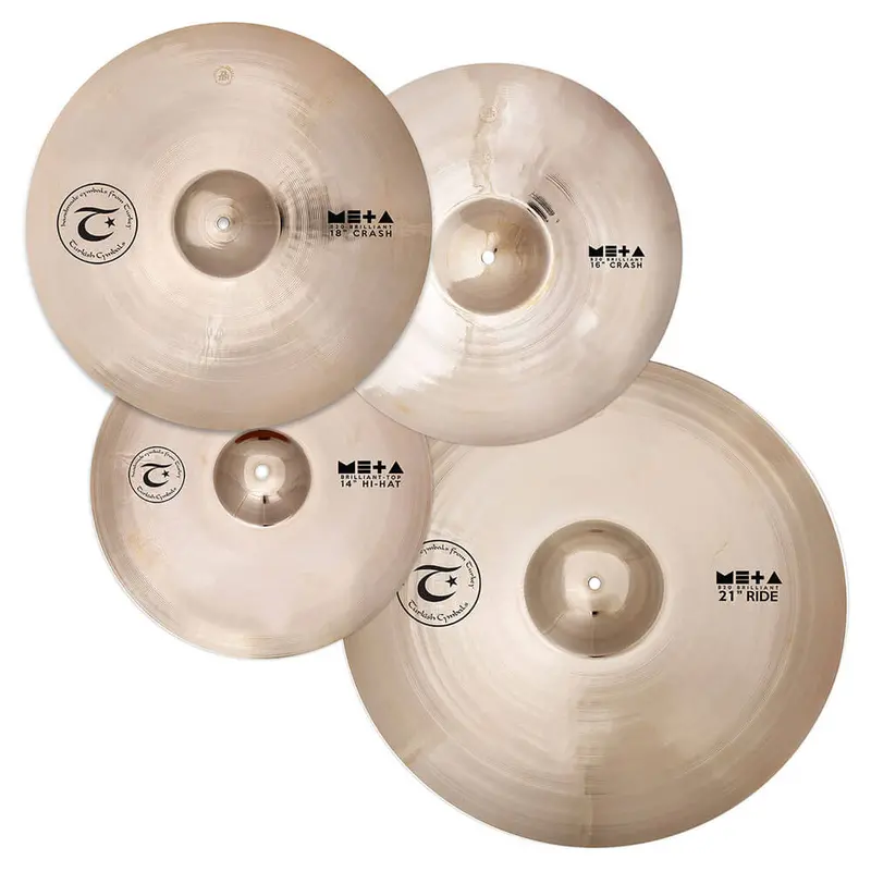 Turkish Meta Cymbal Set: 14" Hi-Hats, 16" Crash, 18" Crash, 21" Ride 1