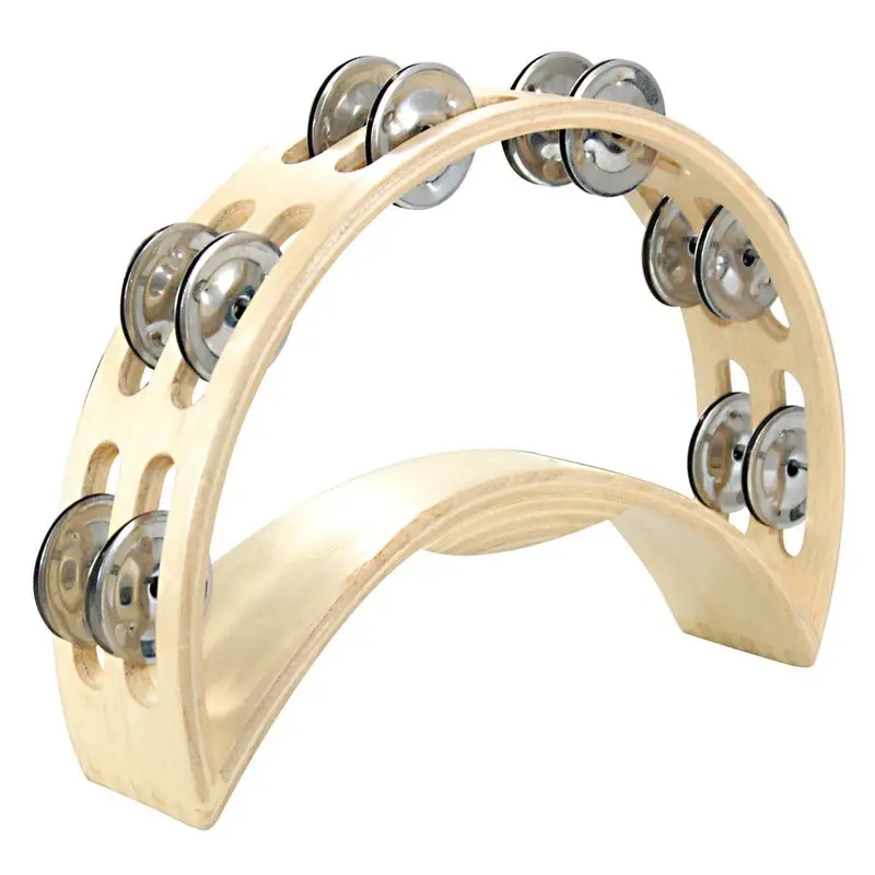 Tycoon Deluxe Grip Tambourine – Wooden Moon Frame With Jingles 1