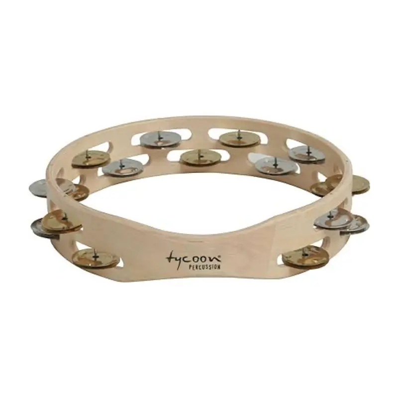 Tycoon Double-Row Wooden Tambourine With Bright Mixed Jingles 1