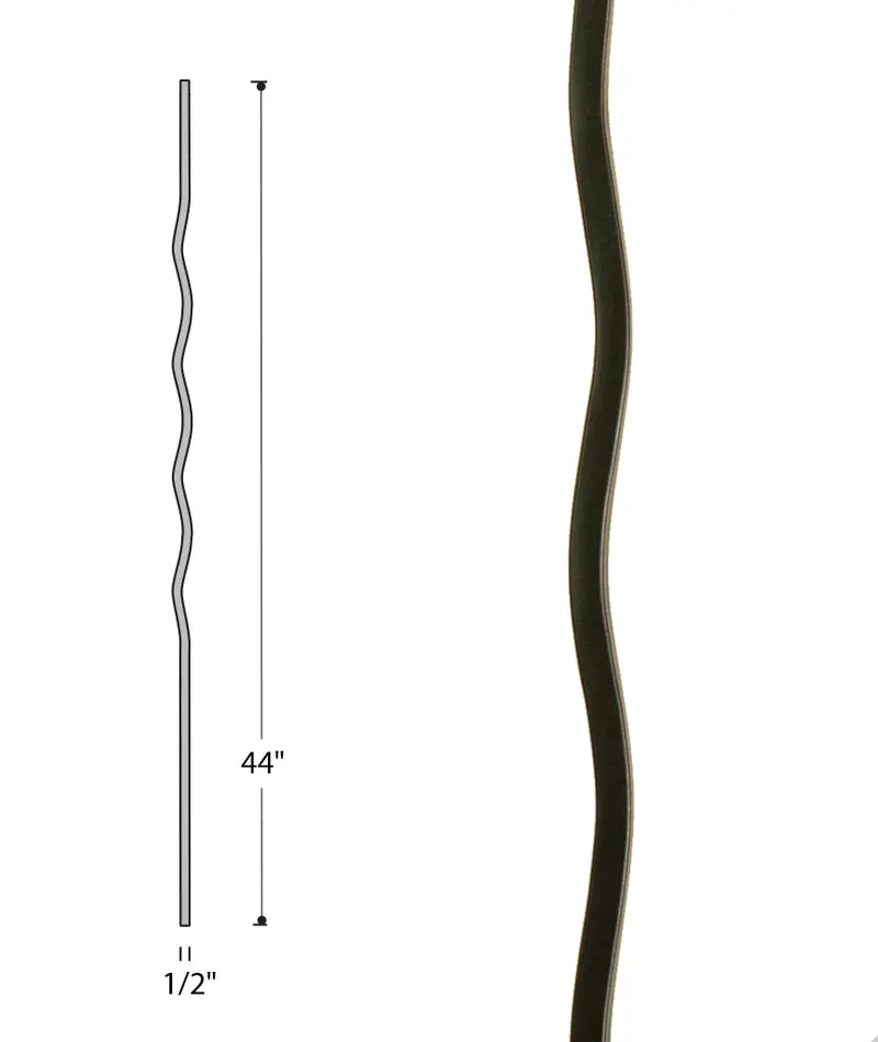 Wave-Profile Iron Baluster – Fluid Contemporary Design, Model 2968 1