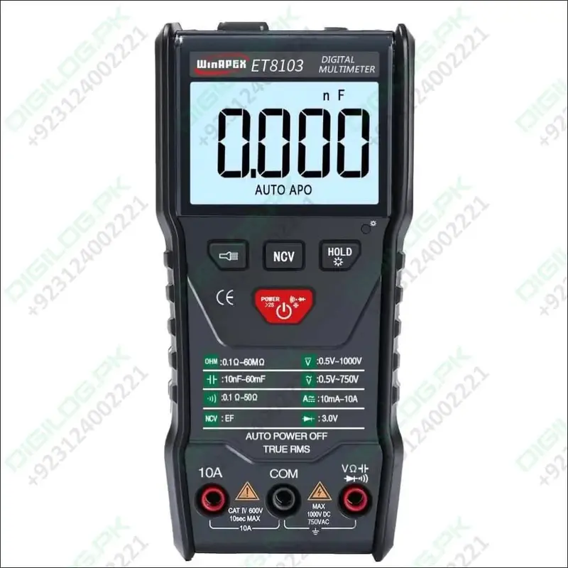 Winapex Et8103 Lcd Digital Multimeter – 6000-Count Auto-Range Tester For General Electrical Work 1